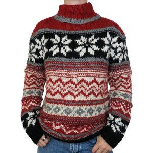 Vintage 90s Fair Isle Christmas Turtleneck Sweater